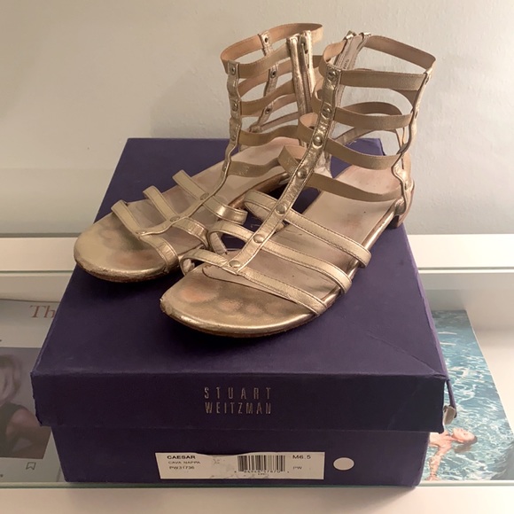 Stuart Weitzman 'Caesar' Leather Gladiator in Cava - Picture 6 of 16